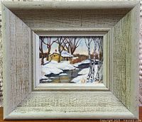 Frontal view showing framed painting