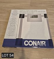 Retail box showing Conair digital glass scale packaging