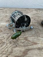 Overall view of Penn Long Beach No. 67 reel on workbench