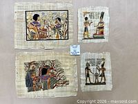 Overview of all four papyrus paintings, two sizes