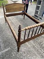 Full view of assembled spool bed frame