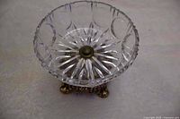 Top view showing crystal bowl cut pattern and brass centre fitting
