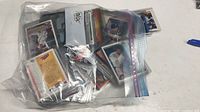 Overall view of Ziploc bag filled with assorted baseball cards