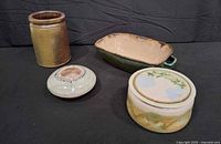 All four stoneware items grouped together