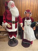 Santa and Mrs. Claus full view standing on bases