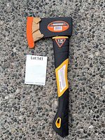 Front view of hatchet showing Rockforge branding, weight marking 1.25 and protective edge guard