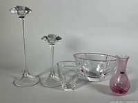 All five glass pieces standing together