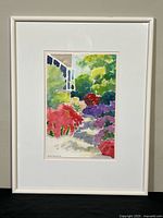 Frontal view of framed watercolour