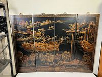 Full view of four adjoining panels showing complete landscape scene