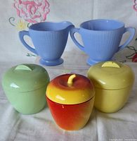 Front view of all five items