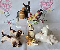 Overview of all shaker sets including dachshunds, alligators, cat & pig, donkey with beehives, roosters