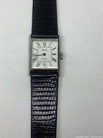 Front view of watch showing dial, case and strap