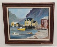 Full view of framed oil painting