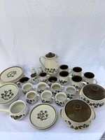Group shot of entire Denby Shamrock dinnerware set