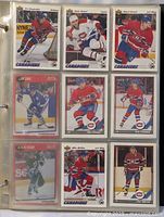 Page of nine Montreal Canadiens and other team Upper Deck cards
