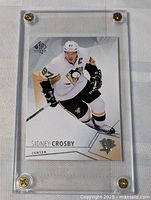 Front view of Sidney Crosby SP Authentic card in acrylic holder