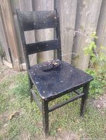 Front view of black red oak chair