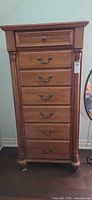 Front view of solid wood 7-drawer lingerie chest