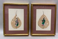 Front view of both framed peepal leaf artworks