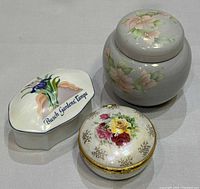 Group shot of ginger jar and two trinket boxes