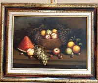 Front view of framed painting showing composition and frame