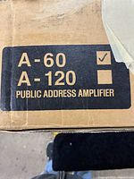 Box top showing model options A-60 / A-120 and product type