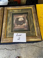 Overall framed white rose print showing frame detail