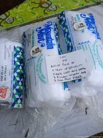 Three Mountain Mist fiberfill packages with note card