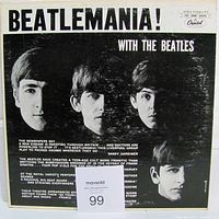 Front cover of Beatlemania! With The Beatles LP showing title, portraits and Capitol logo