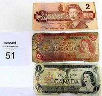 Obverse of all three notes together