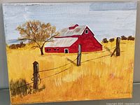 Front view of full painting showing barn scene