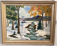 frontal view of framed painting