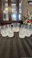 Entire set: eight whisky tumblers, four highball glasses, ice bucket