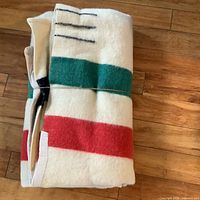 Folded blanket showing stripes and points