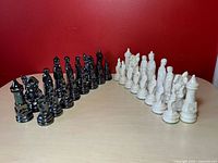 Full set arranged black vs white showing all 32 pieces