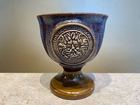 Front view of goblet showing medallion and glaze