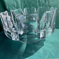 Side view of Orrefors Corona crystal bowl showing crown-like rim