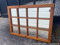 Front view showing 12-pane wood frame mirror
