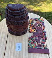 Front view of both wooden pieces on table