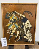 Full view of framed enamel on copper artwork