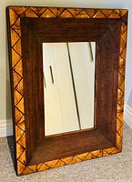 Front view of rectangular bamboo frame mirror