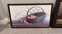 Basket of peaches framed print