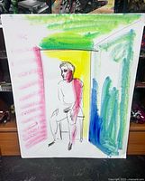 Full view of unframed watercolor painting showing composition and size