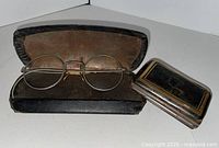 Glasses inside open case with coin purse beside