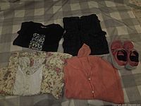 All five items laid out on checked surface