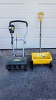 Snow thrower and salt spreader side by side
