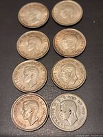 All eight George VI quarters obverse side