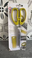 Front view of sealed Starfrit Gourmet herb scissors set in retail packaging