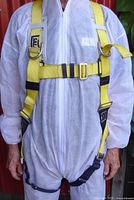 Front view of harness worn on coverall