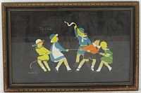 Front view of framed print showing illustration and frame detail